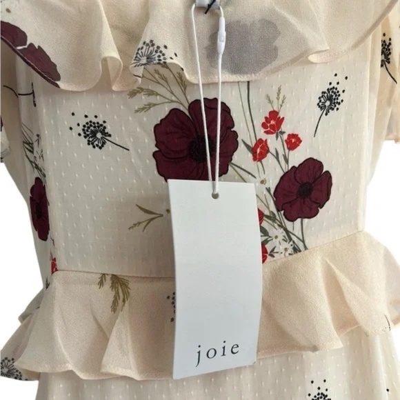 JOIE NWT Joie Cassiel Floral 100% Silk Ruffle Maxi Dress in Size 10 - Picture 3 of 10